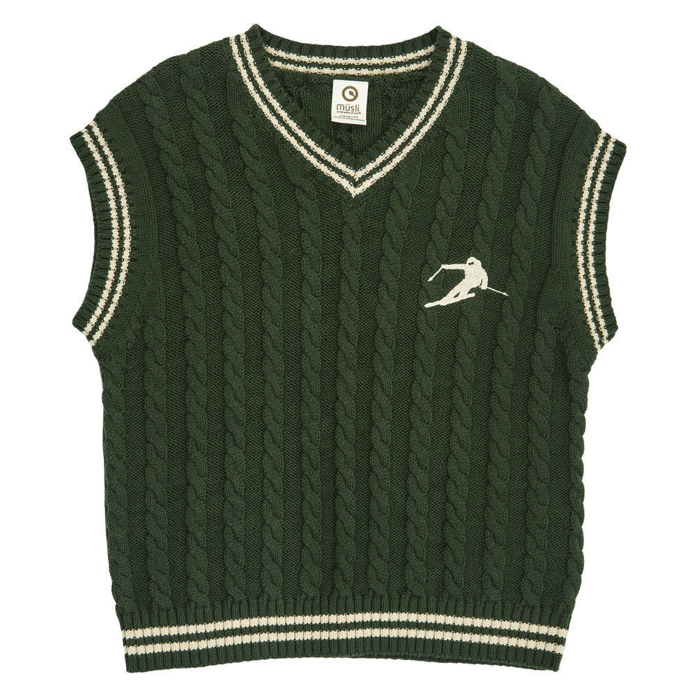 müsli Knit Cable Vest L_S Tee Forest green 019591801