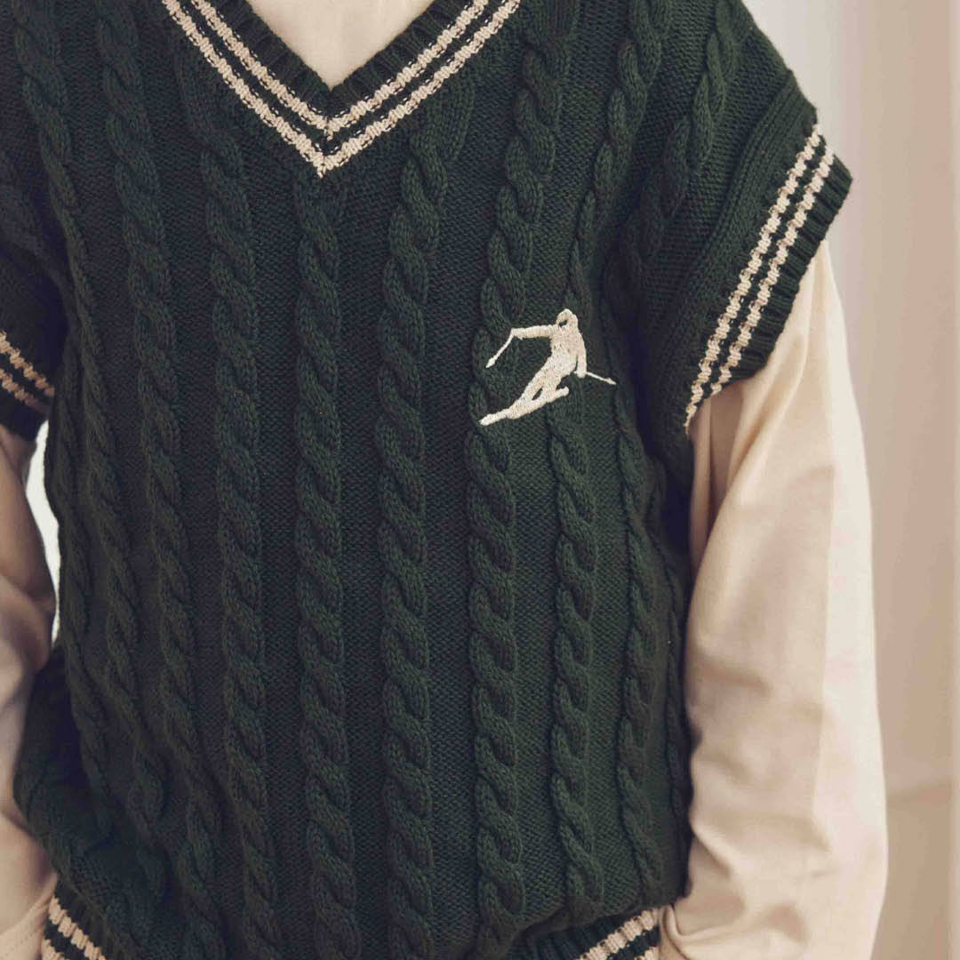 müsli Knit Cable Vest L_S Tee Forest green 019591801