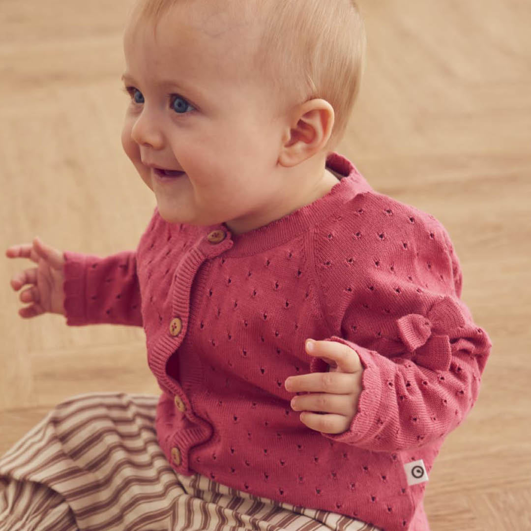 müsli Knit Pointelle Bow Cardigan Baby L_S Tee Baroque Rose 018163400