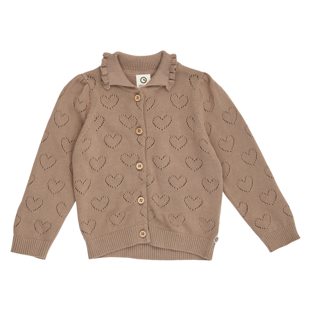 müsli Knit Pointelle Heart Cardigan Baby L_S Tee Walnut 017080802