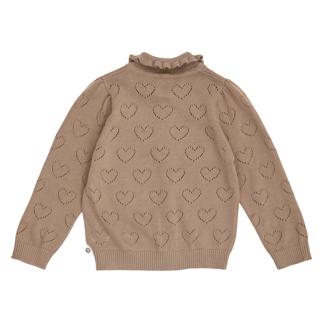müsli Knit Pointelle Heart Cardigan Baby L_S Tee Walnut 017080802