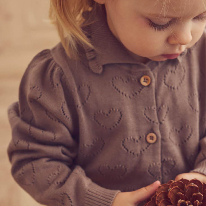 müsli Knit Pointelle Heart Cardigan Baby L_S Tee Walnut 017080802