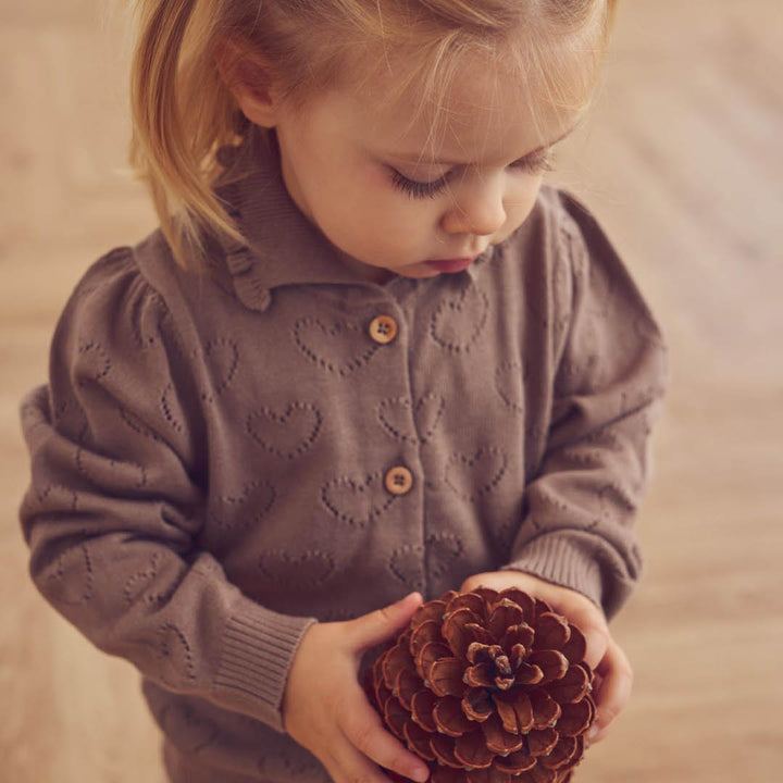 müsli Knit Pointelle Heart Cardigan Baby L_S Tee Walnut 017080802
