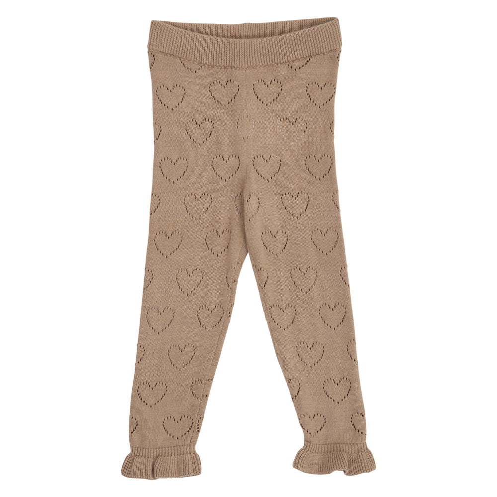 müsli Knit Pointelle Heart Pants Baby Pants Walnut 017080802