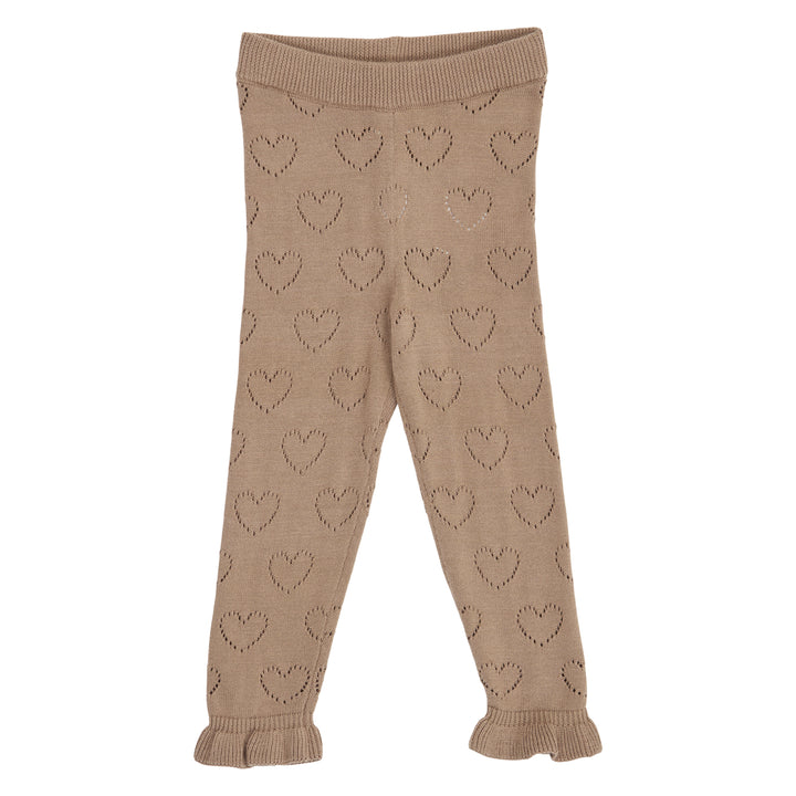 müsli Knit Pointelle Heart Pants Baby Pants Walnut 017080802