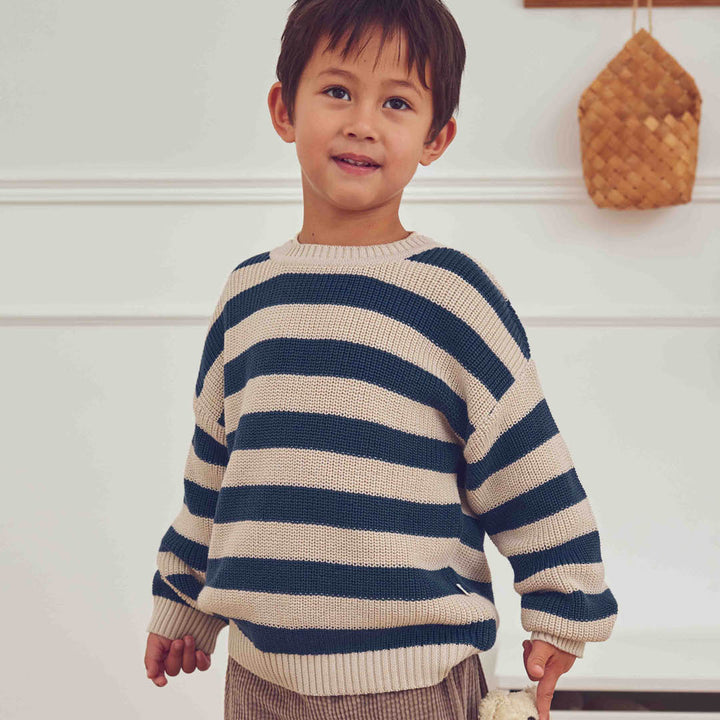 müsli Knit Stripe Sweater L_S Tee Navy 019403101
