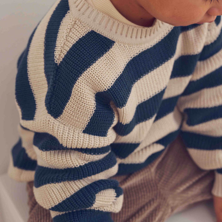 müsli Knit Stripe Sweater L_S Tee Navy 019403101