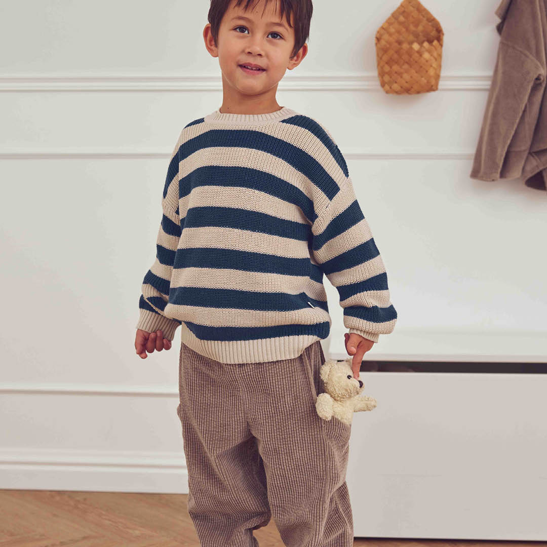 müsli Knit Stripe Sweater L_S Tee Navy 019403101