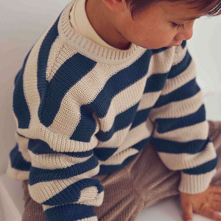 müsli Knit Stripe Sweater L_S Tee Navy 019403101
