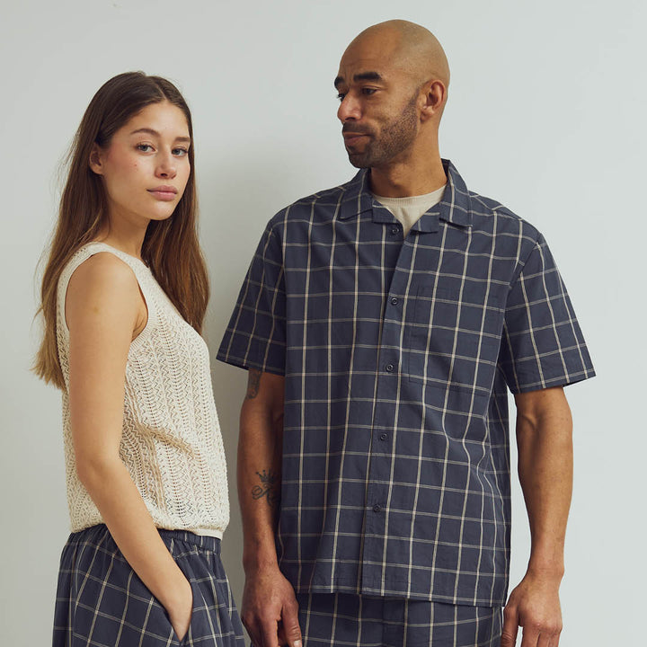 Conservandum MEN'S CHECK shirt S_S Tee Night blue/ Cashmere 690000208