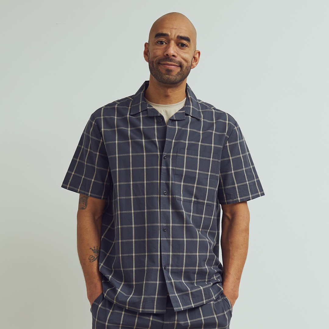 Conservandum MEN'S CHECK shirt S_S Tee Night blue/ Cashmere 690000208