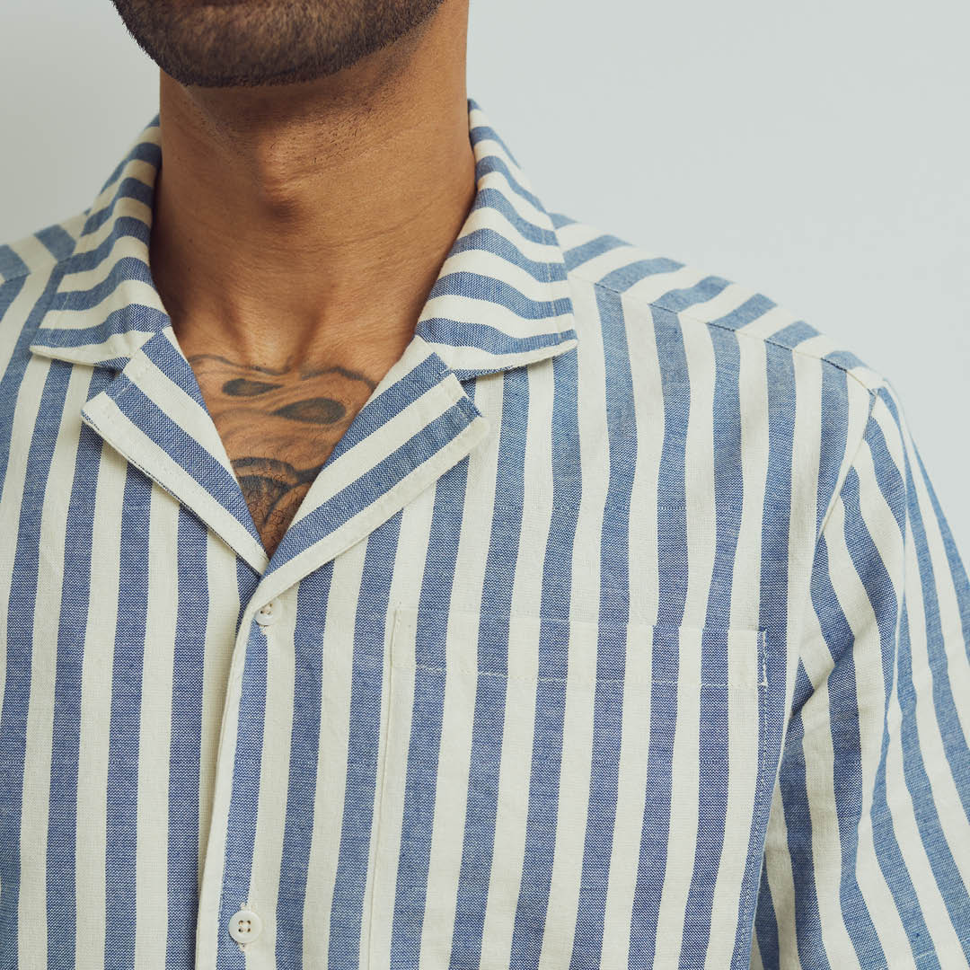 Conservandum MEN'S STRIPE WOVEN shirt S_S Tee Blue / White 690000274