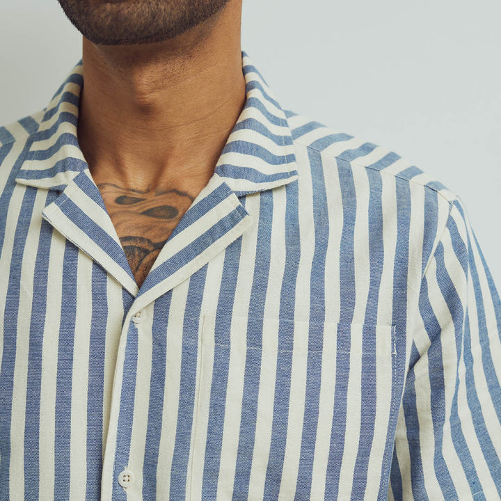 Conservandum MEN'S STRIPE WOVEN shirt S_S Tee Blue / White 690000274