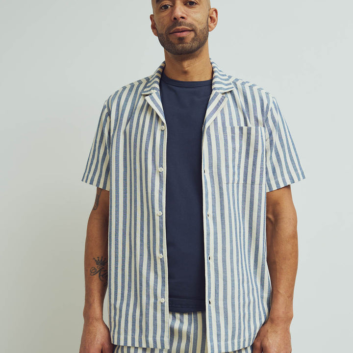 Conservandum MEN'S STRIPE WOVEN shirt S_S Tee Blue / White 690000274