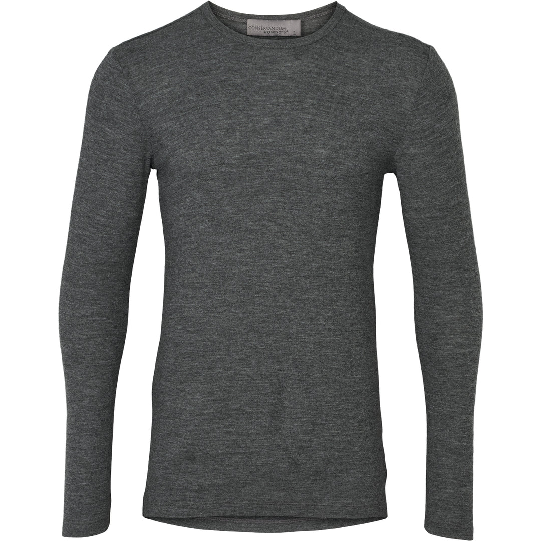 Conservandum MEN'S WOOL T-shirt L_S Tee Dark grey melange 792000700