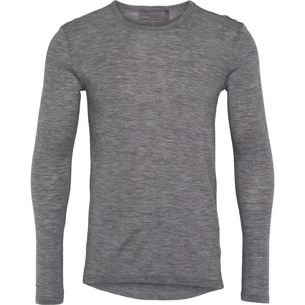 Conservandum MEN'S WOOL T-shirt L_S Tee Pale grey melange 791080900