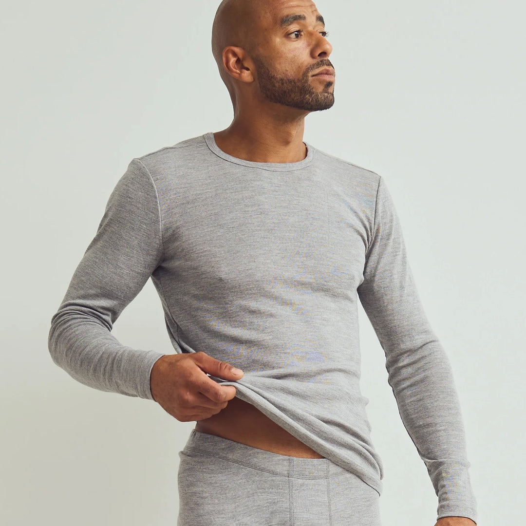 Conservandum MEN'S WOOL T-shirt L_S Tee Pale grey melange 791080900