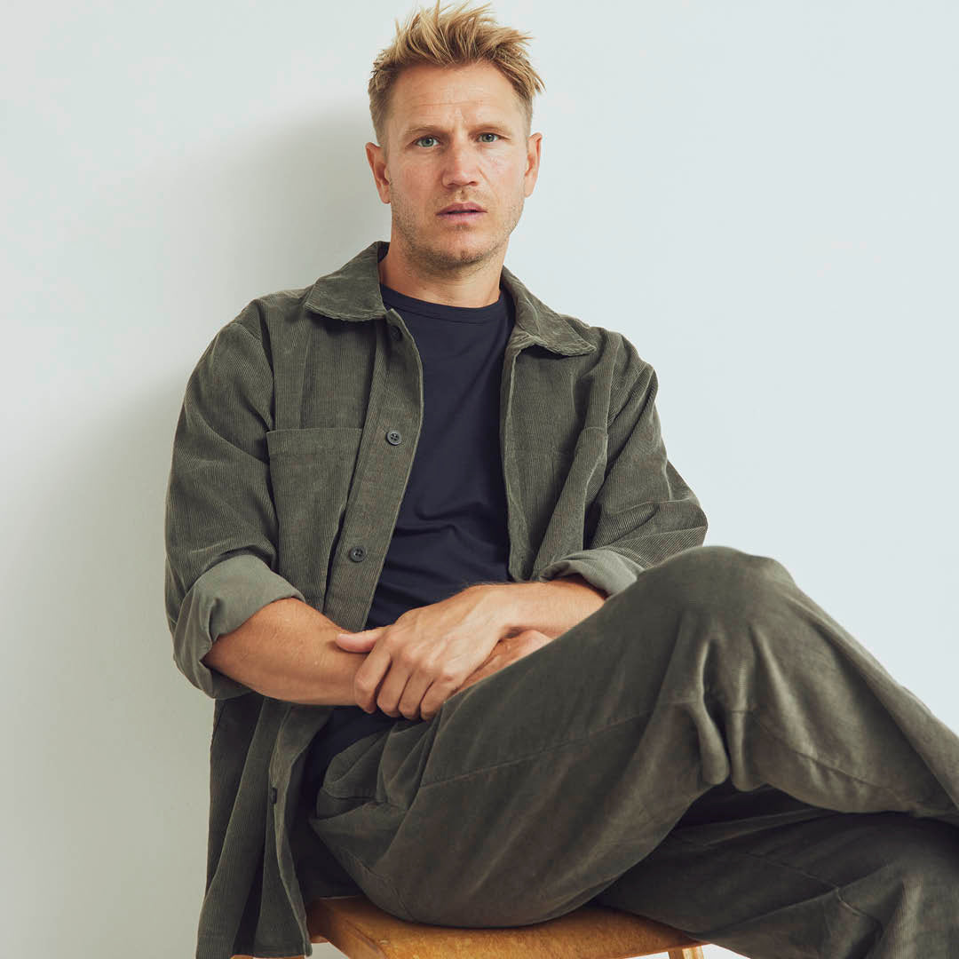 Conservandum MEN'S corduroy shirt S_S Tee Deep green 019040401