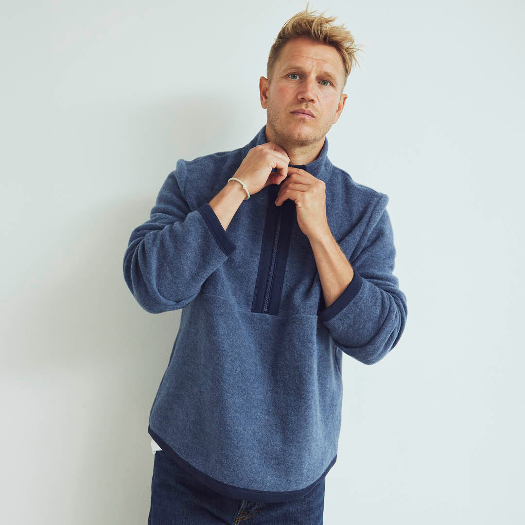 Conservandum MEN'S wool fleece pullover Sweatshirt Navy melange 763006900