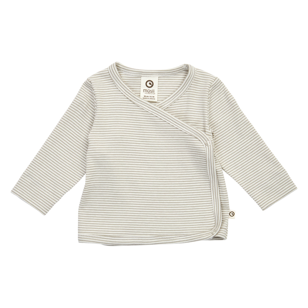 müsli MINI STRIPE RIB cardigan with cross closure Cardigan Balsam cream/ Walnut 690000343