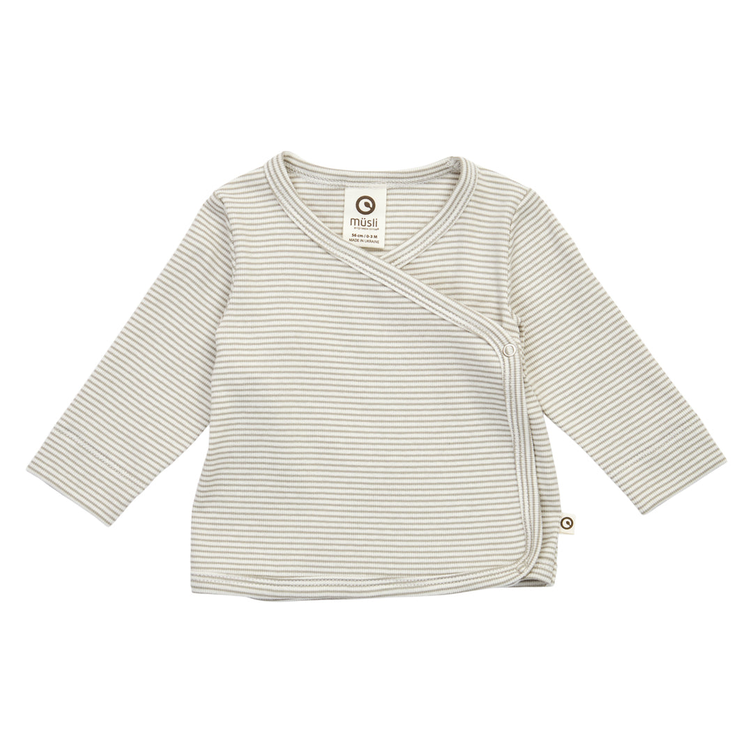 müsli MINI STRIPE RIB cardigan with cross closure Cardigan Balsam cream/ Walnut 690000343