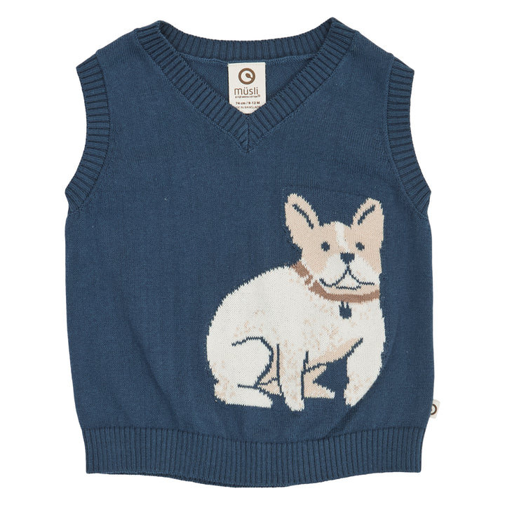 müsli Old English Knit Vest Baby L_S Tee Navy 019403101