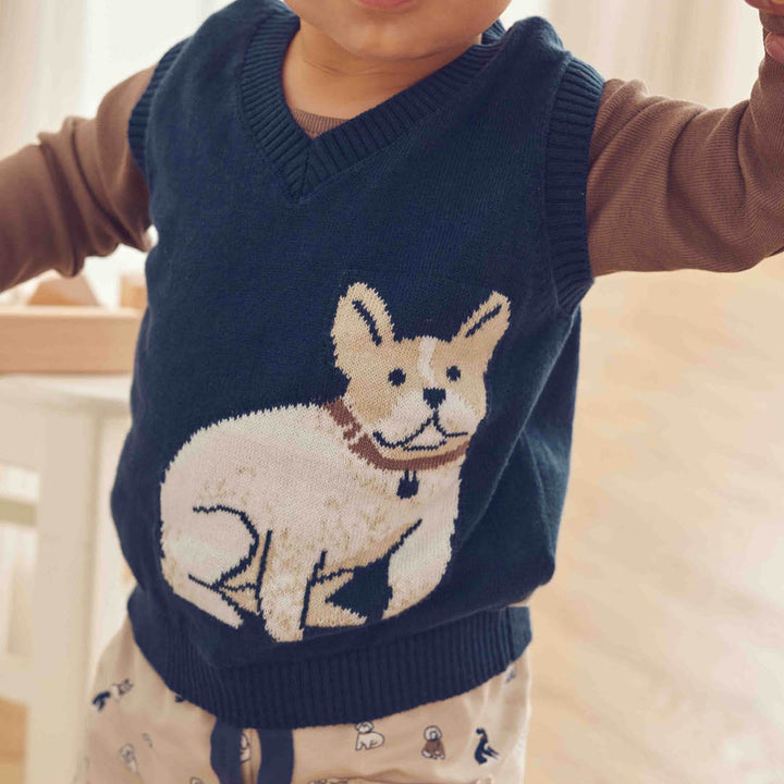 müsli Old English Knit Vest Baby L_S Tee Navy 019403101