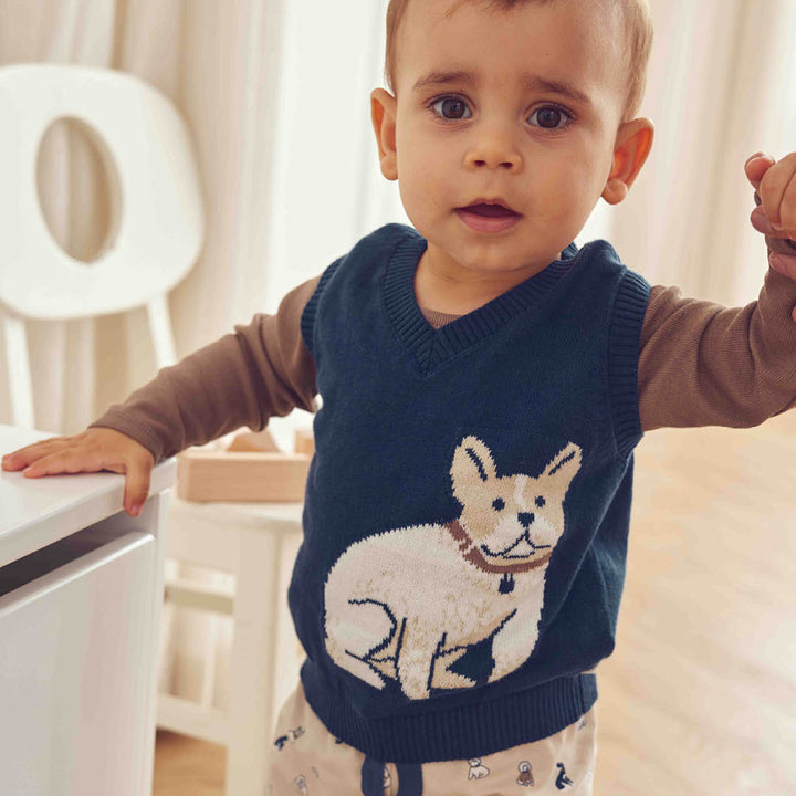 müsli Old English Knit Vest Baby L_S Tee Navy 019403101