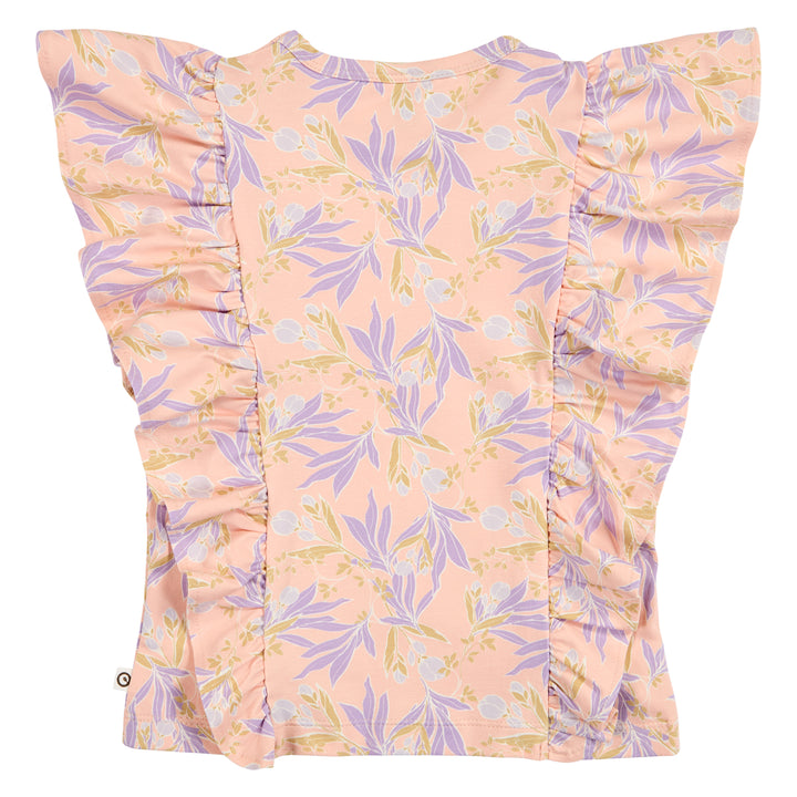 müsli PEONY floral printed frill top S_S Tee Peach/ Bloom/ Dream 690000314