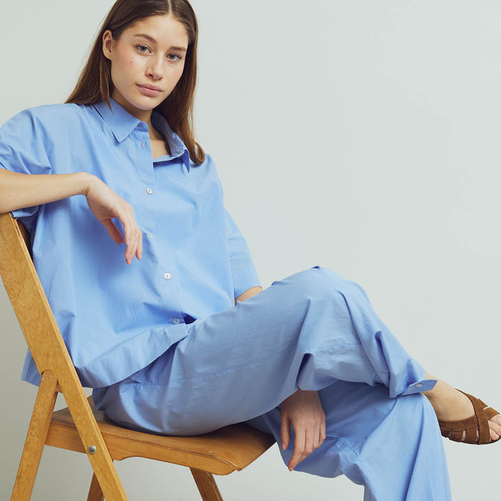 Conservandum POPLIN button pants Pants Shell blue 016392901