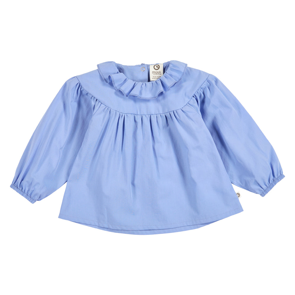 müsli POPLIN frill collar top L_S Tee Shell blue 016392901