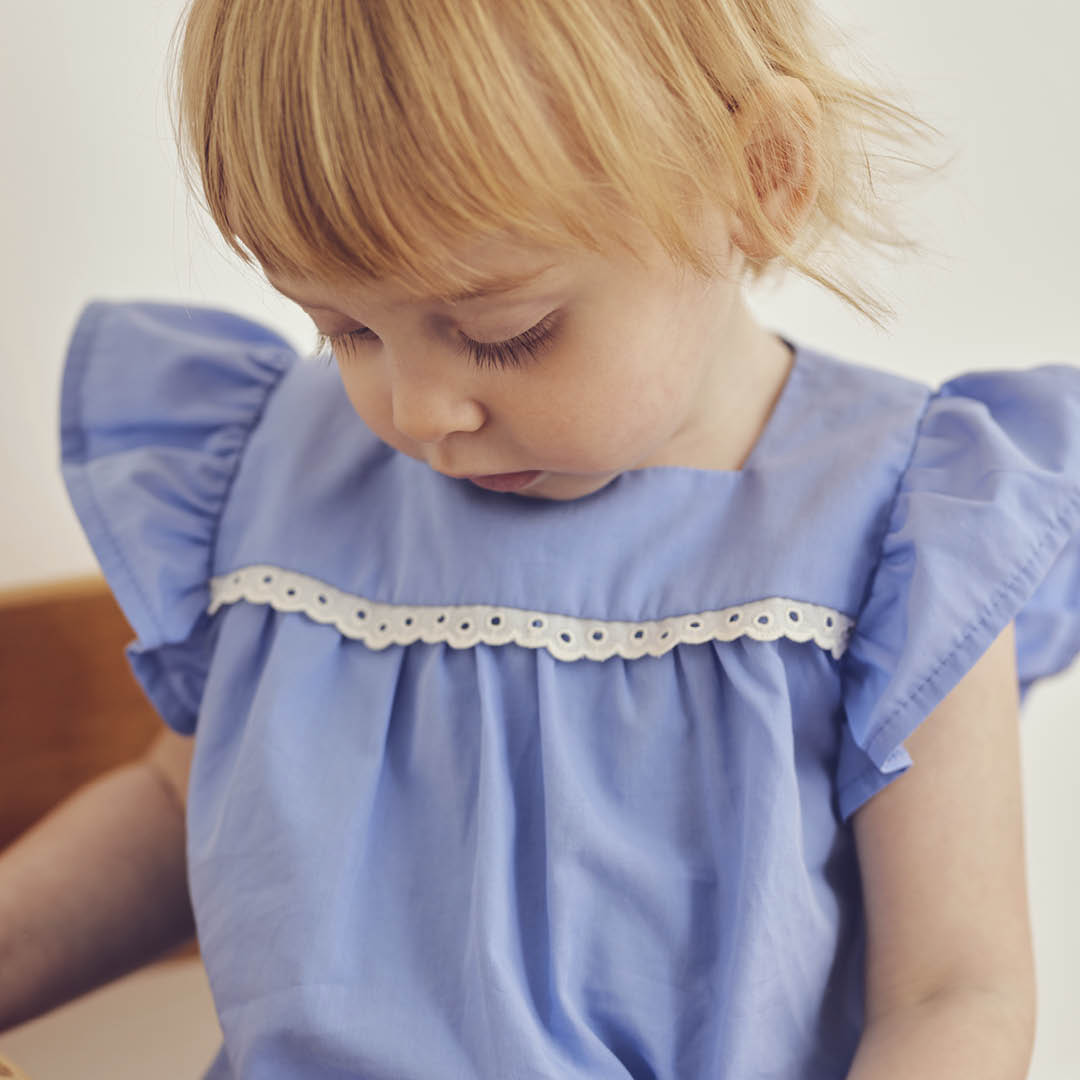müsli POPLIN frill top S_S Tee Shell blue 016392901