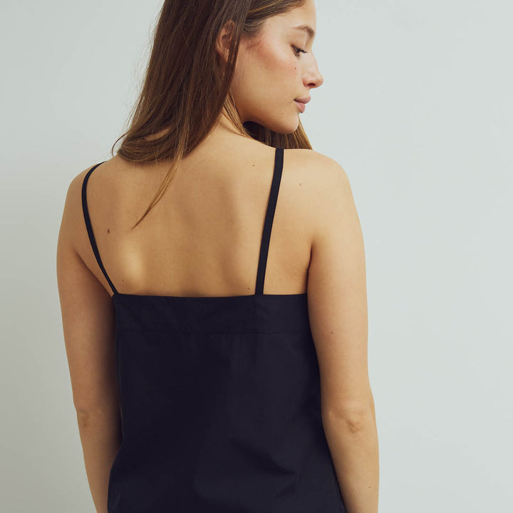 Conservandum POPLIN strap top S_S Tee Black 019400706