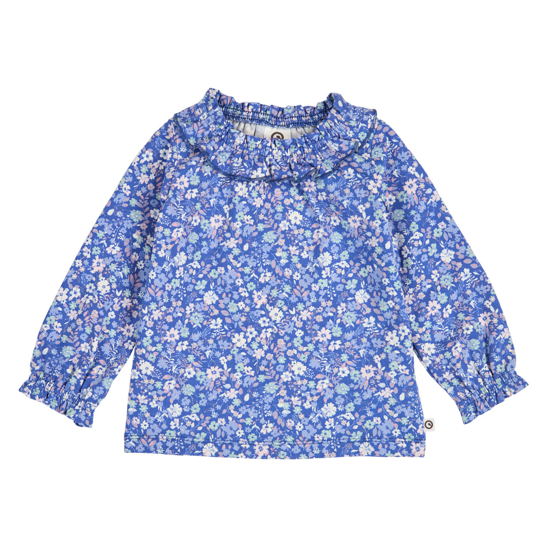 müsli PRIMROSE floral frill collar top L_S Tee Azure blue/ Nectar/ Tofu 690000307