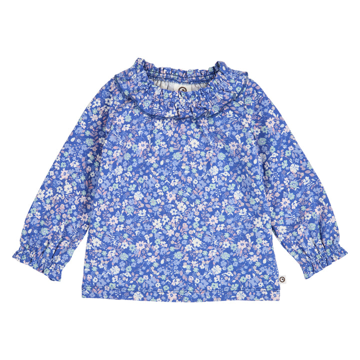müsli PRIMROSE floral frill collar top L_S Tee Azure blue/ Nectar/ Tofu 690000307