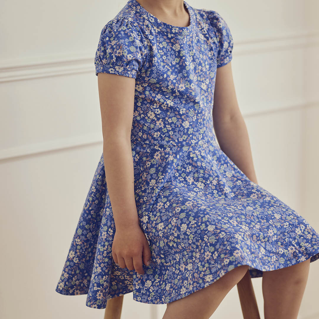 müsli PRIMROSE floral printed swing dress Dress Azure blue/ Nectar/ Tofu 690000307