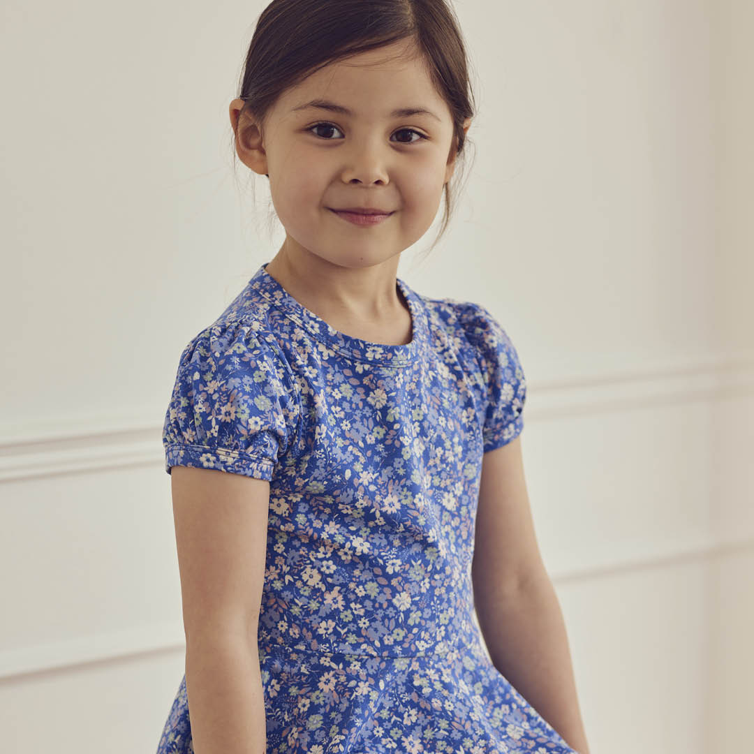 müsli PRIMROSE floral printed swing dress Dress Azure blue/ Nectar/ Tofu 690000307