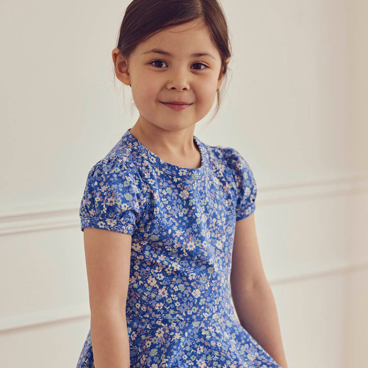 müsli PRIMROSE floral printed swing dress Dress Azure blue/ Nectar/ Tofu 690000307