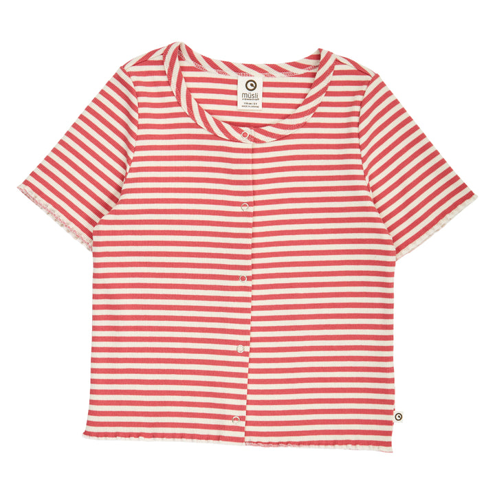 müsli RIB STRIPE button T-shirt S_S Tee Mineral red/ Tofu 690000312