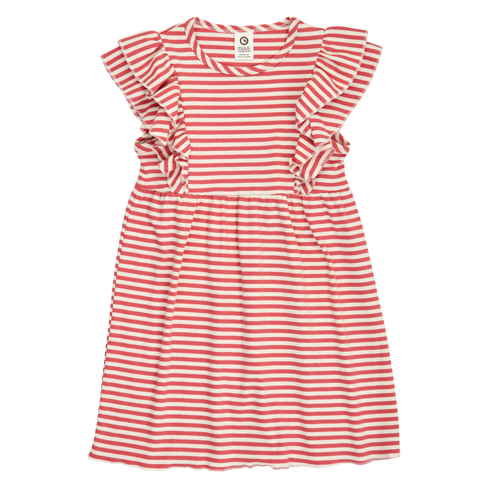müsli RIB STRIPE frill dress Dress Mineral red/ Tofu 690000312
