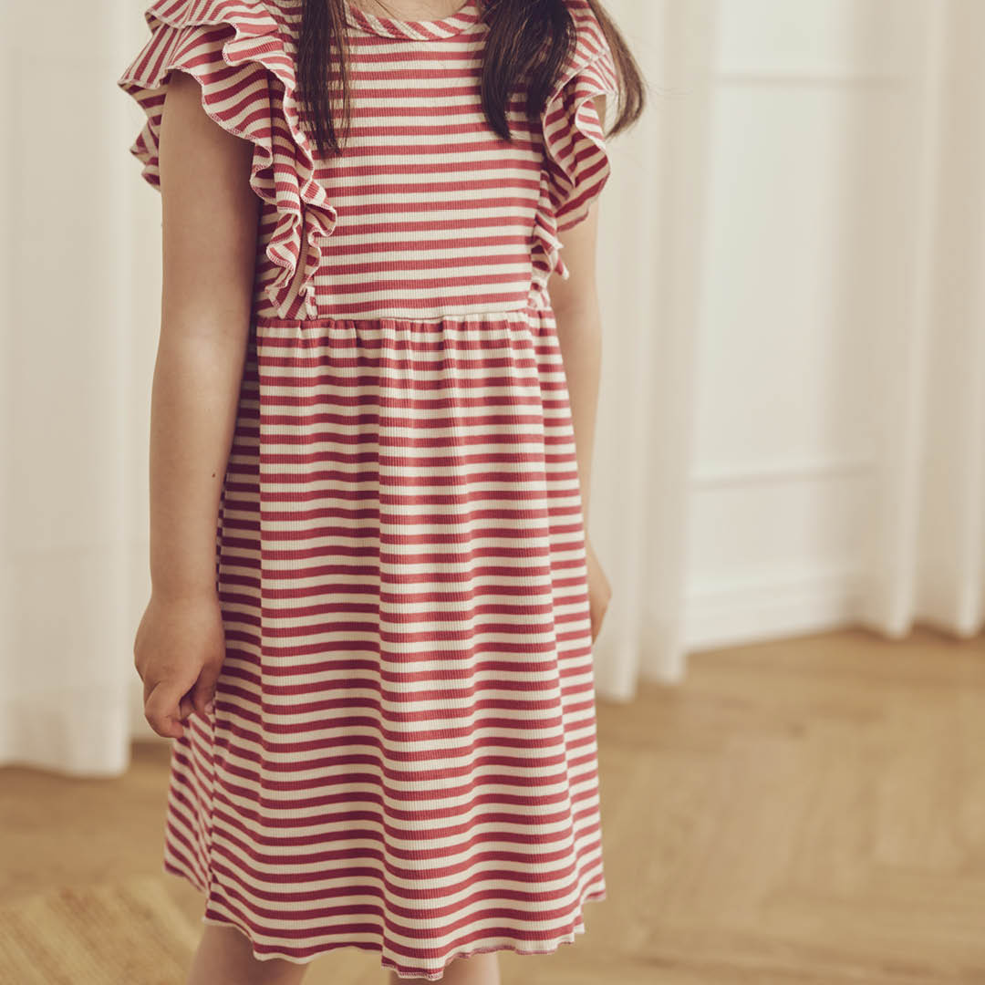 müsli RIB STRIPE frill dress Dress Mineral red/ Tofu 690000312