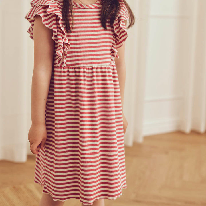 müsli RIB STRIPE frill dress Dress Mineral red/ Tofu 690000312