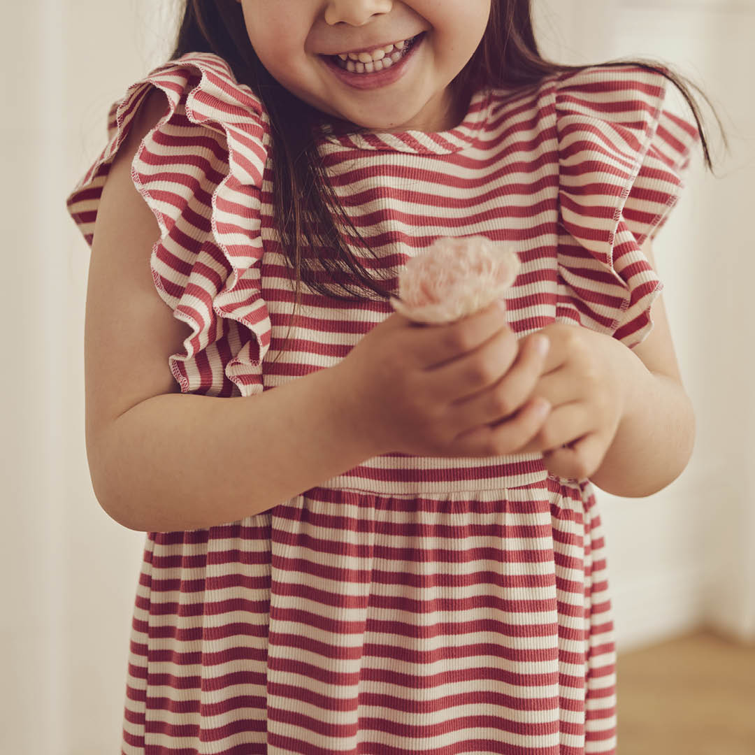 müsli RIB STRIPE frill dress Dress Mineral red/ Tofu 690000312