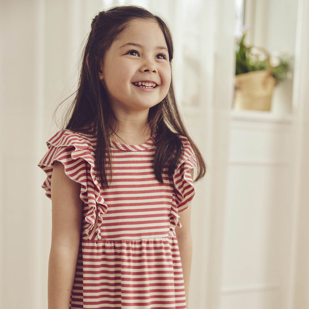 müsli RIB STRIPE frill dress Dress Mineral red/ Tofu 690000312