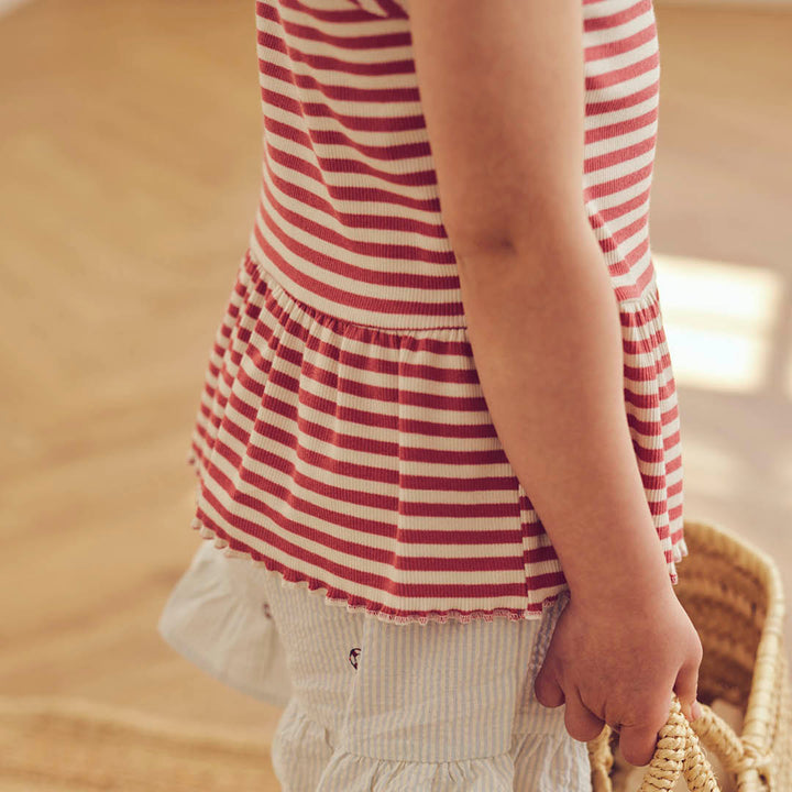 müsli RIB STRIPE peplum top L_S Tee Mineral red/ Tofu 690000312