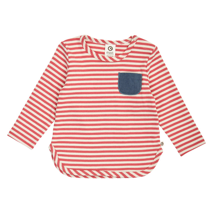müsli RIB STRIPE pocket top L_S Tee Mineral red/ Tofu 690000312