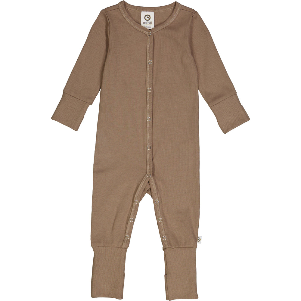 müsli RIB bodysuit with feet Bodystockings Walnut 017080802