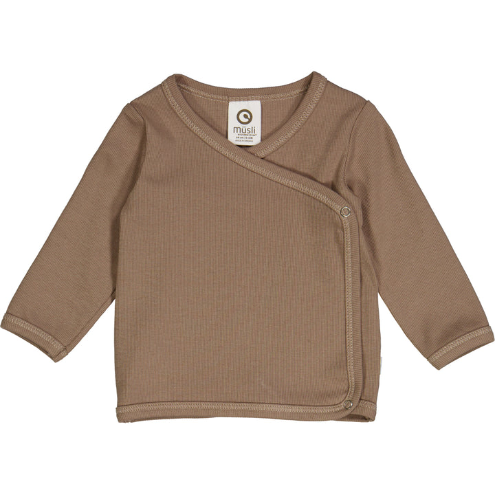müsli RIB cardigan with cross closure L_S Tee Walnut 017080802