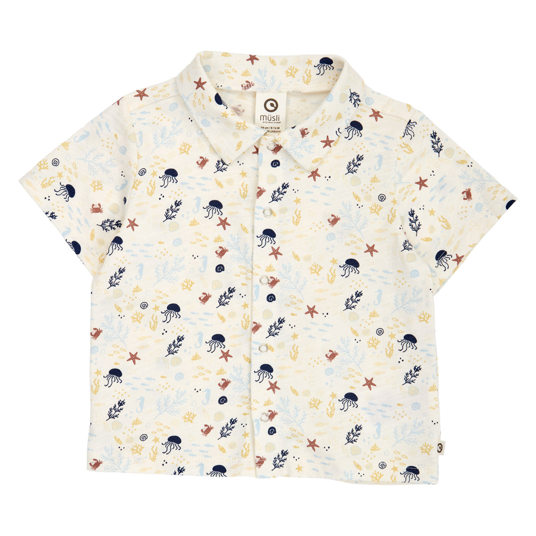 müsli SEA printed shirt S_S Tee Tofu/ Hemp/ Navy 690000308
