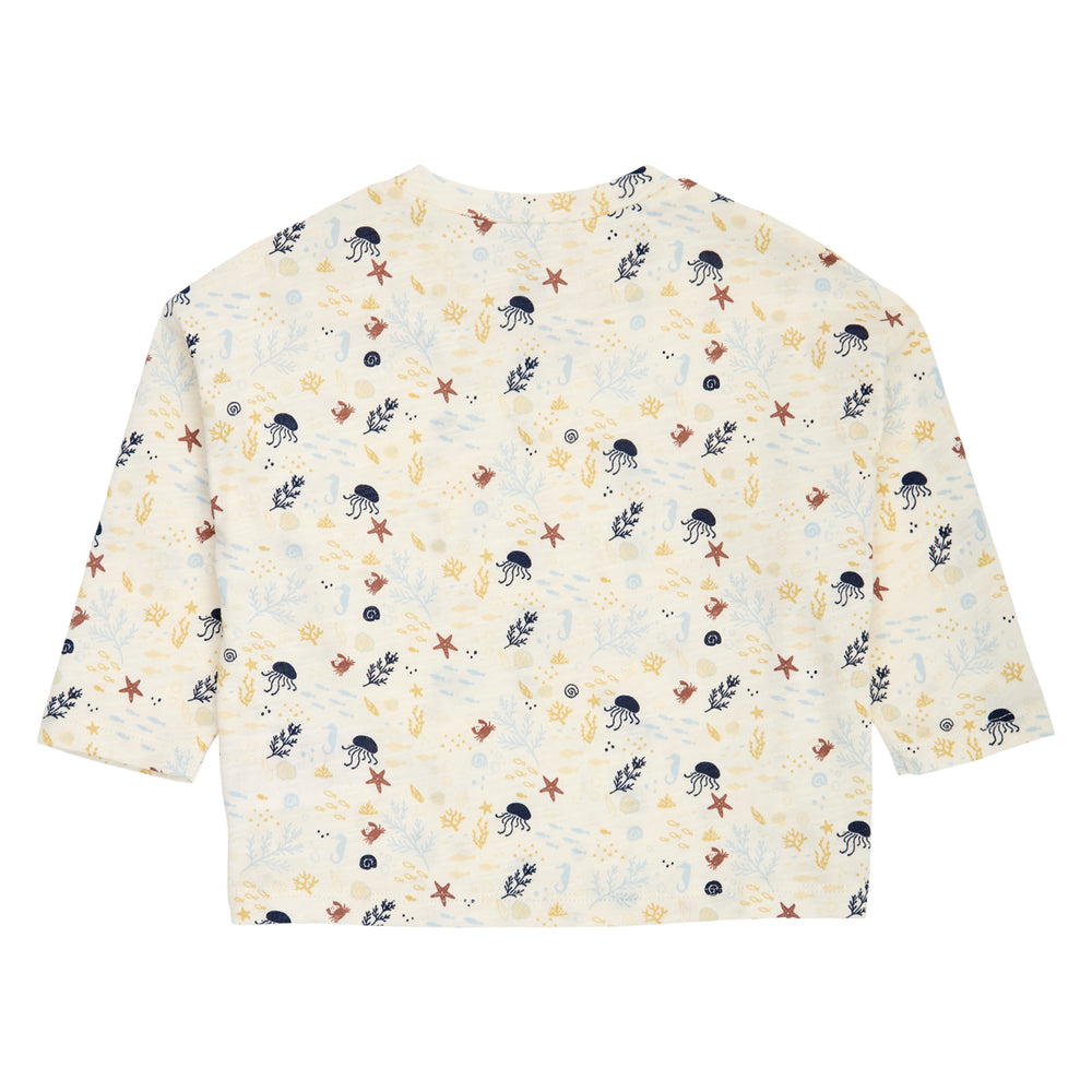 müsli SEA printed top L_S Tee Tofu/ Hemp/ Navy 690000308